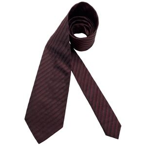 HUGO BOSS Burgundy Striped Silk LUXURY Tie ITALY